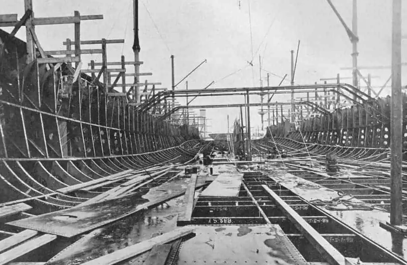 HMS Dreadnought second day after the keel being laid