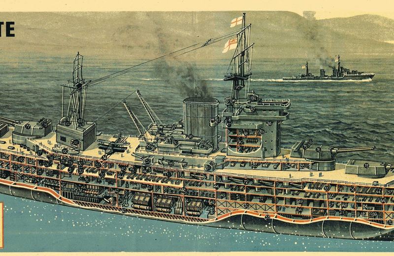 Battleship HMS Warspite cutaway by J Walkden Fisher, Eagle 3 January 1958