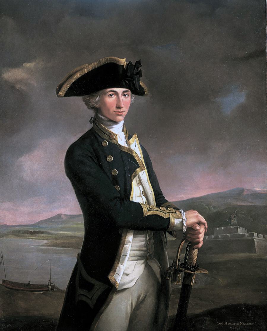 Captain Horatio Nelson, painted by John Francis Rigaud in 1781, with Fort San Juan