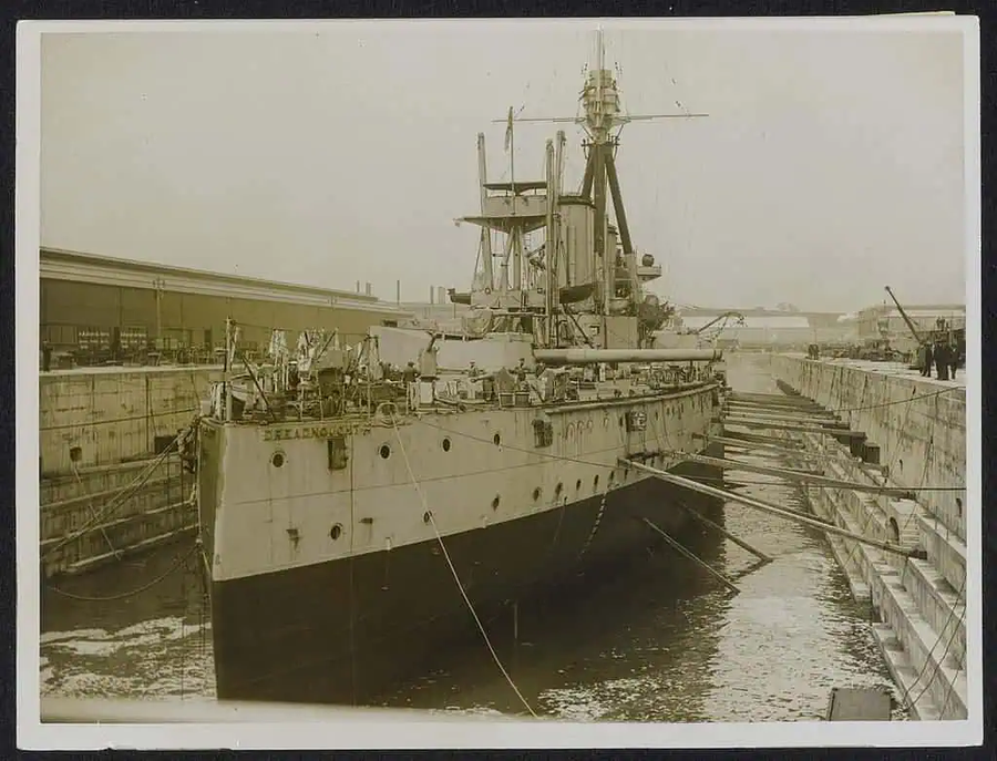 H.M.S. Dreadnought in dry dock