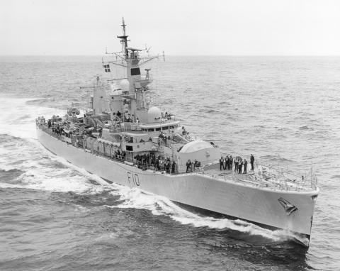 HMS Aurora (F10), Leander class frigate at sea