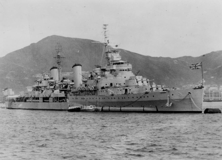 HMS Belfast (C35) on buoy