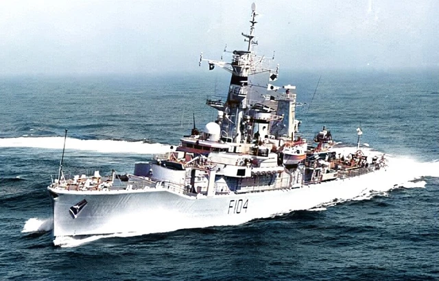 HMS Dido (F104) at sea