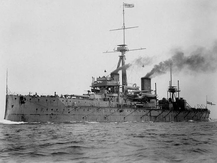 HMS Dreadnought in 1906 at sea