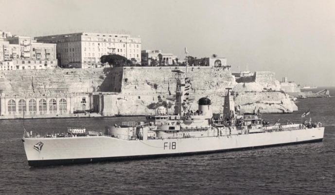 HMS Galatea (F18) entering Grand Harbour Malta