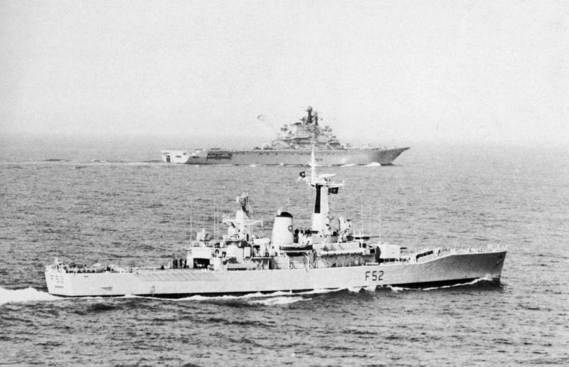 HMS Juno (F52) shadowing the Russian carrier "Kiev"