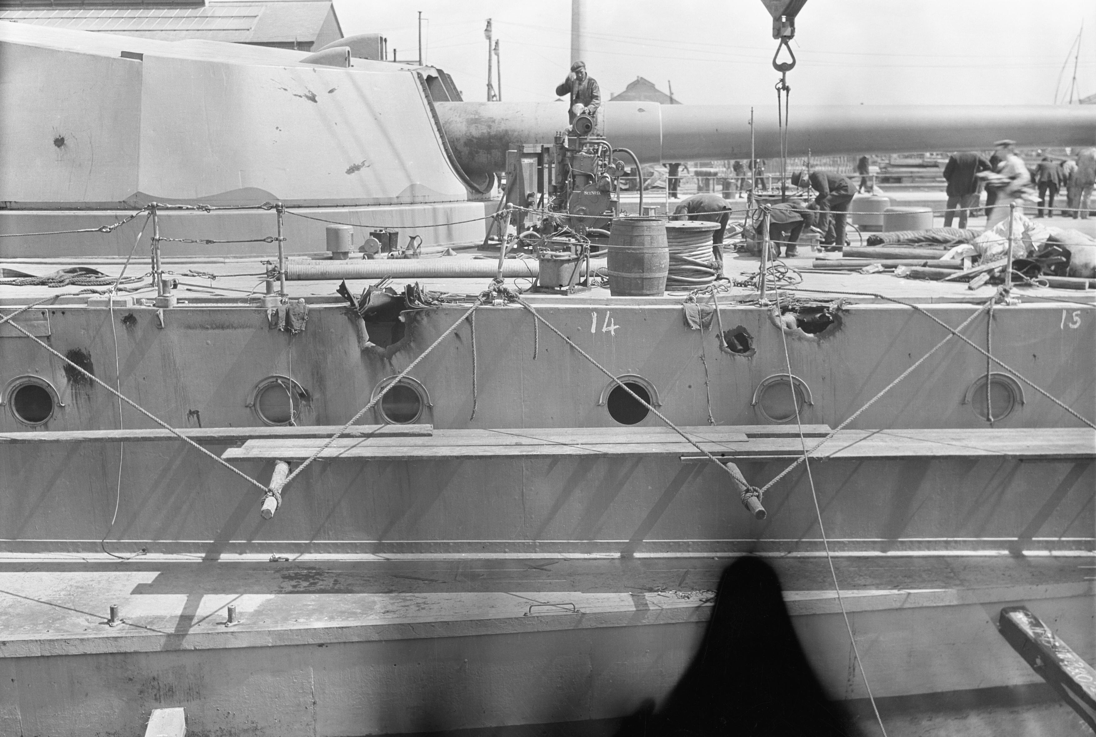 HMS Warspite (03) action damage after the Battle of Jutland