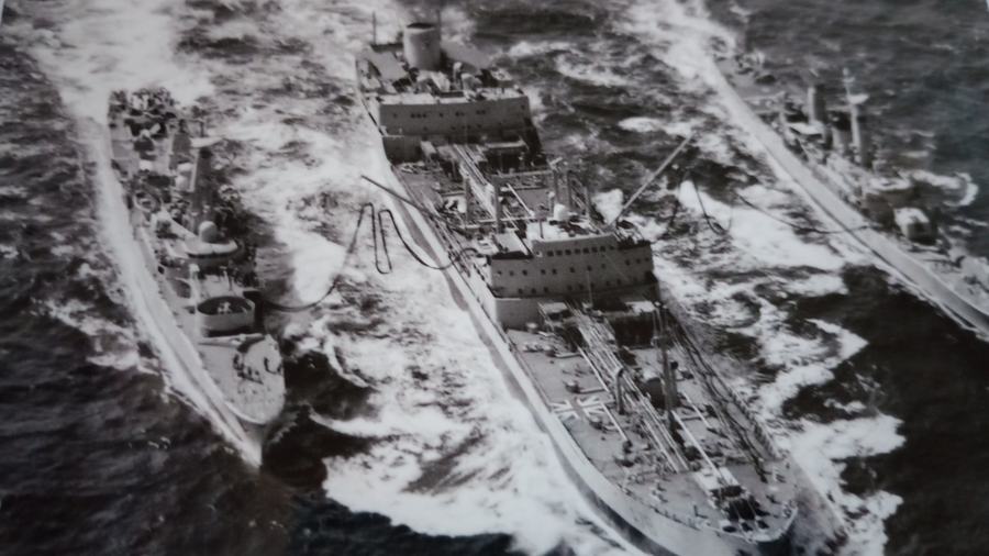 RFA Plum Leaf with HMS Galatea and HMNZS Canterbury.