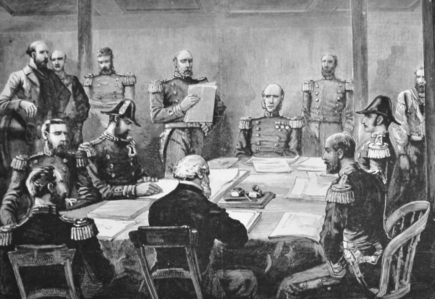 Sketch during the "Clyde" Court-Martial on Board H.M.S. "Victory." 1882