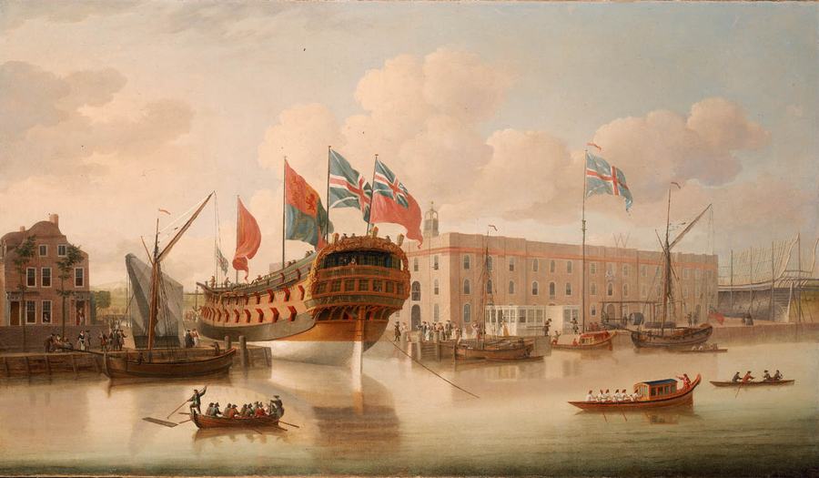 'St Albans' Floated out at Deptford, 1747 by John Cleveley the Elder