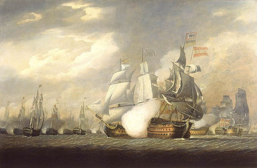 The HMS Victory Raking the Spanish Salvador del Mundo at the Battle of Cape St Vincent, 14 February, 1797 by Robert Cleveley (1747-1809)